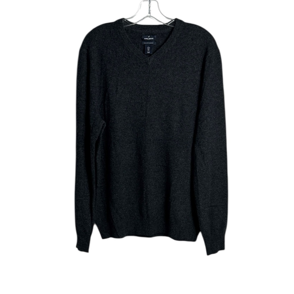 Daniel Hechter Paris Gray‎ V Neck Men’s 100% Cashmere Sweater Size Large